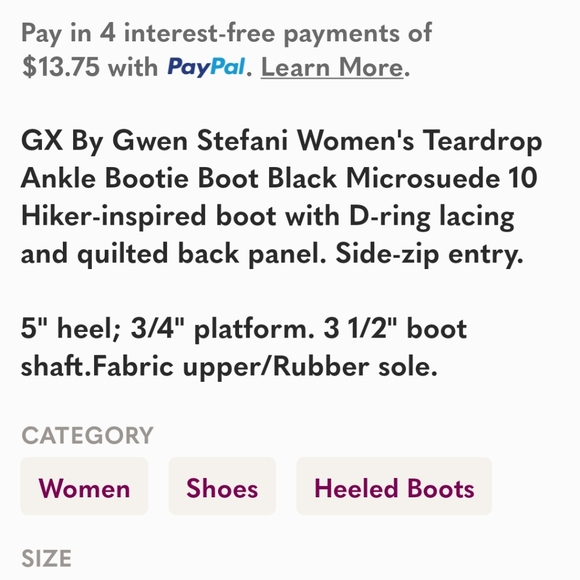 GX by Gwen Stefani Teardrop square toe ankle bootie w/ side zip and lace up - Picture 3 of 9